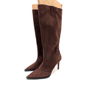 Steven by Steve Madden Lanza Heel Boots Womens Brown Microfiber Size US8M